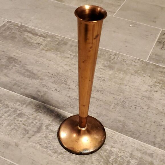 Vintage Copper Tall Bud Vase - Picture 2 of 5